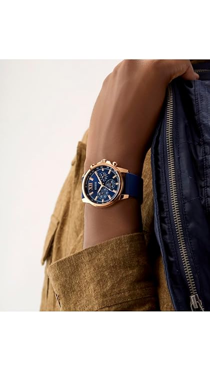 GUESS Blue Rose Gold Tone Multi-function Mens Watch - GW0913G1
