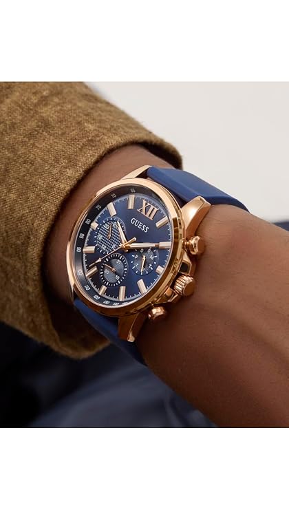 GUESS Blue Rose Gold Tone Multi-function Mens Watch - GW0913G1