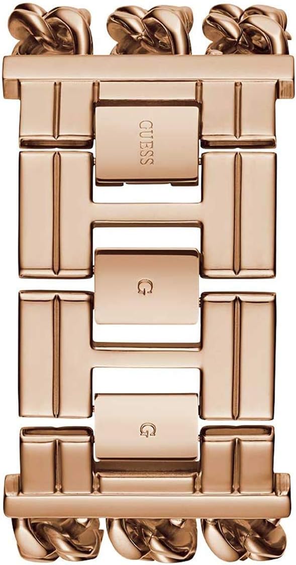 Back view of Guess Heavy Metal rose gold bracelet and case detail