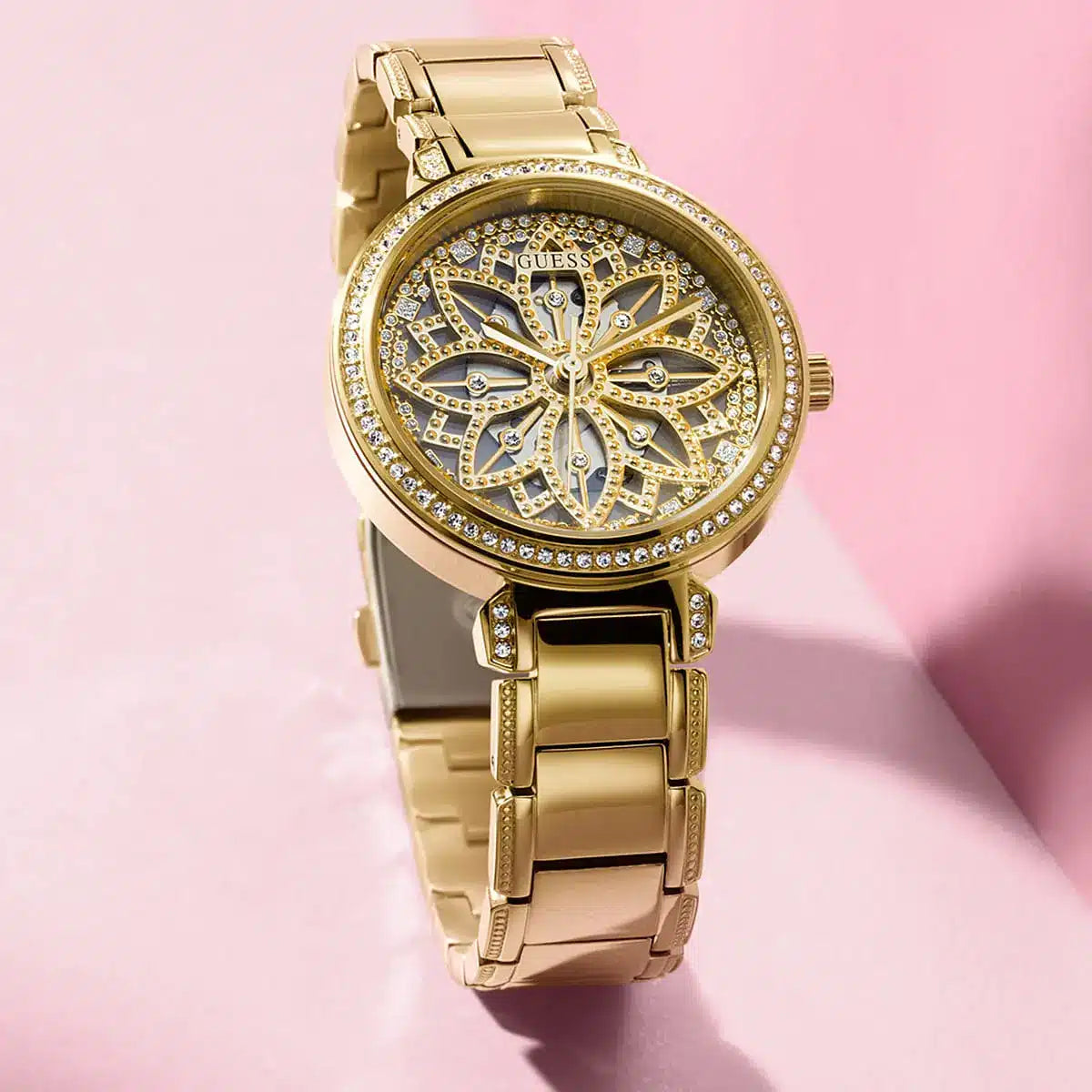 Guess Lily Quartz Gold Dial Gold Steel Strap Women Watch - GW0528L2