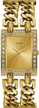 Guess Mod Heavy Metal with Double Curb Gold Bracelet Ladies Watch - W1121L2