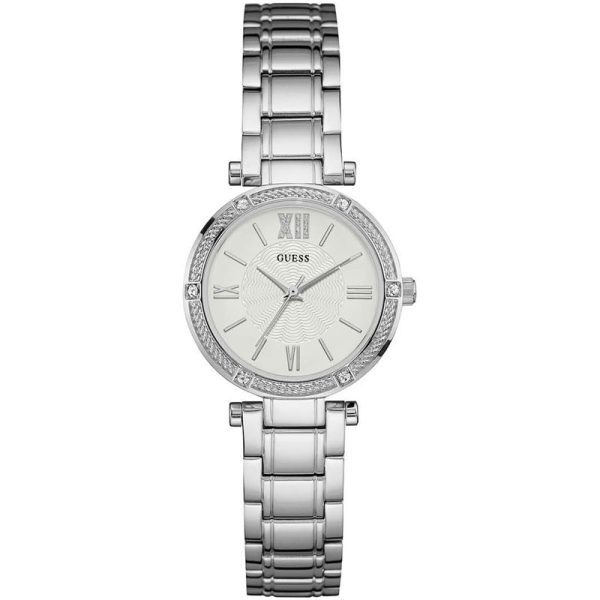 Guess Park Ave White Dial Silver Steel Strap Women Watch - W0767L1