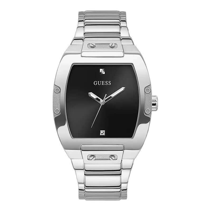 Guess Phoenix Black Dial Silver Steel Strap Men Watch - GW0387G1