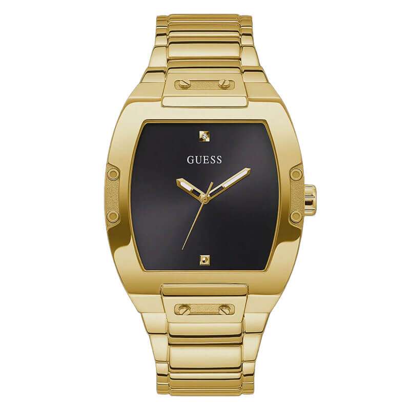 Guess Phoenix Black Dial Gold Steel Strap Men Watch - GW0387G2