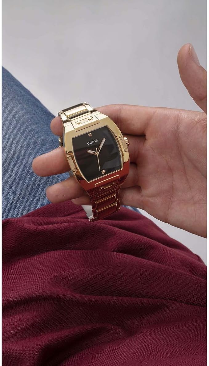 Guess Phoenix Black Dial Gold Steel Strap Men Watch - GW0387G2