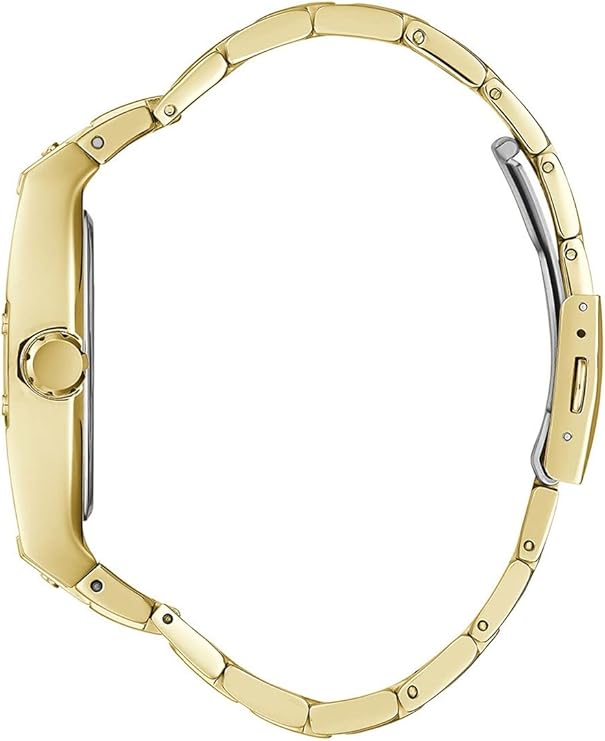Gold metal bracelet with links and clasp on Guess Phoenix watch