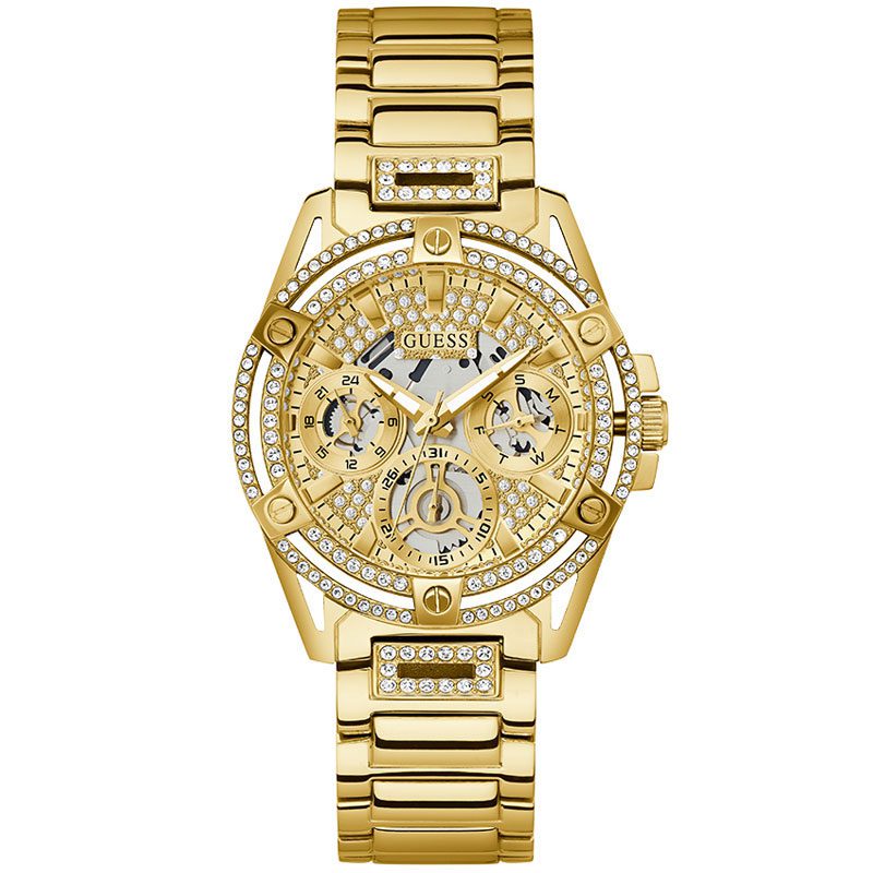 Guess Queen Champagne Round Dial Multi-function Women Watch - GW0464L2