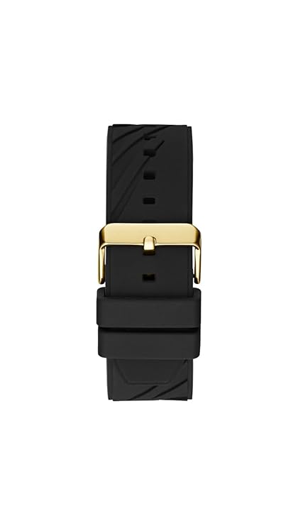 GUESS Sport Rival black textured rubber strap with gold-tone buckle closure