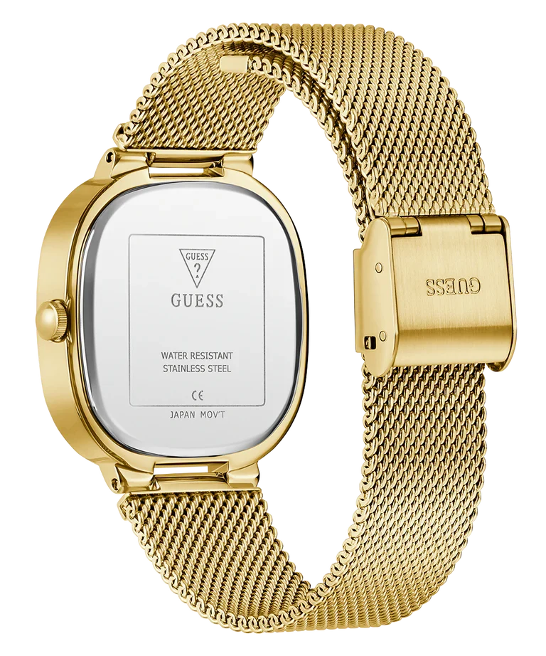 Guess Tapestry Blue Dial Gold Stainless Steel Watch - GW0354L6