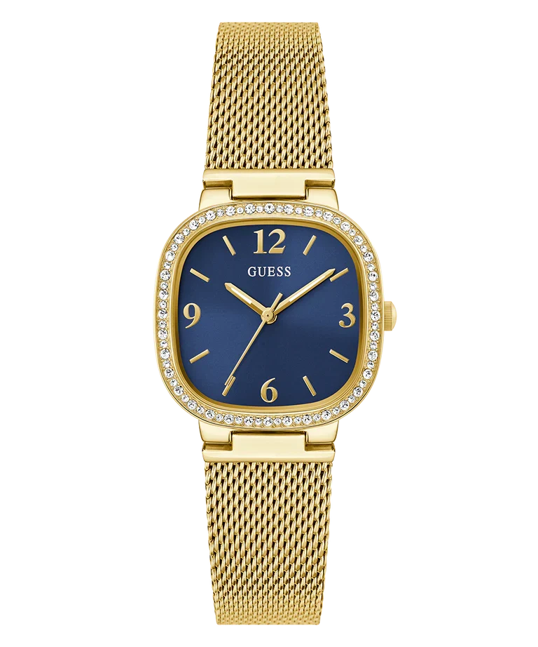 Guess Tapestry Blue Dial Gold Stainless Steel Watch - GW0354L6