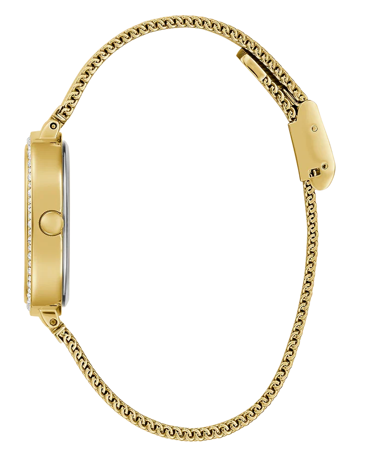 Guess Tapestry Blue Dial Gold Stainless Steel Watch - GW0354L6