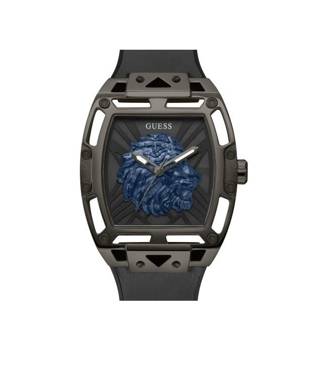 GUESS Phoenix Lion Head Black Silicone Men's Watch - GW0595G2