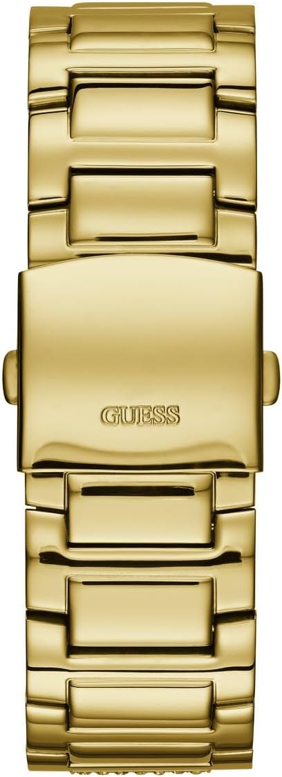 GUESS W0799G2 gold stainless steel bracelet with rectangular links and folding clasp