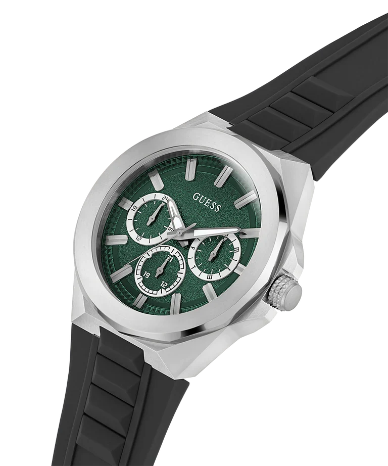 GUESS Black Silver Tone Multi-function Mens Watch - W0799G3