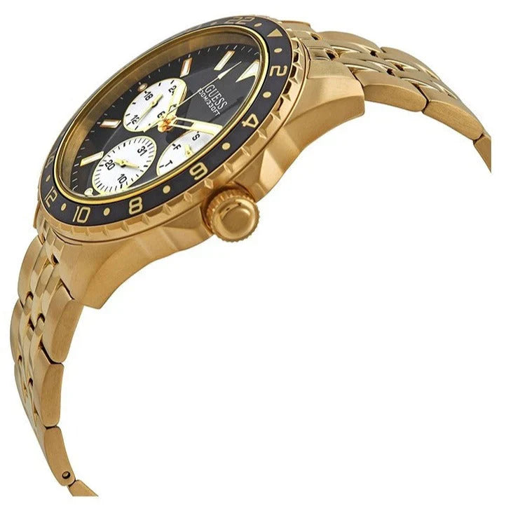 Guess Multifunction Black Dial Gold Steel Strap Men Watch - W1107G4