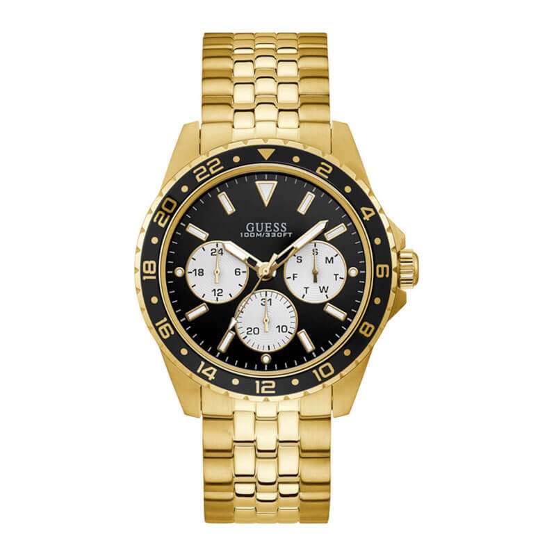 Guess Multifunction Black Dial Gold Steel Strap Men Watch - W1107G4