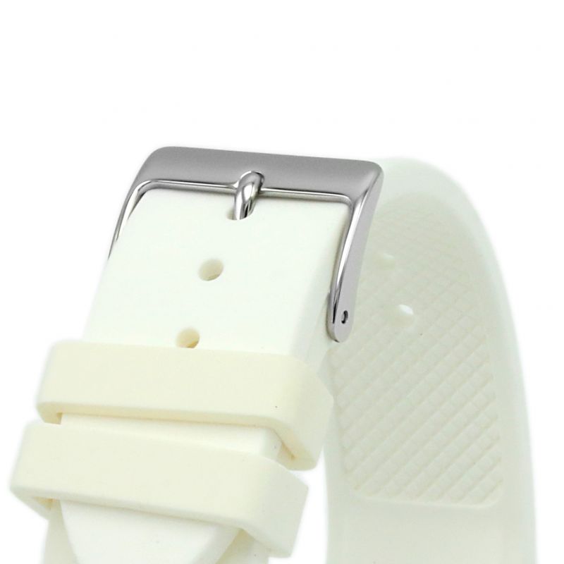 Guess Wanderlust Crystals Silver Dial White Rubber Strap Women Watch - W1059L1