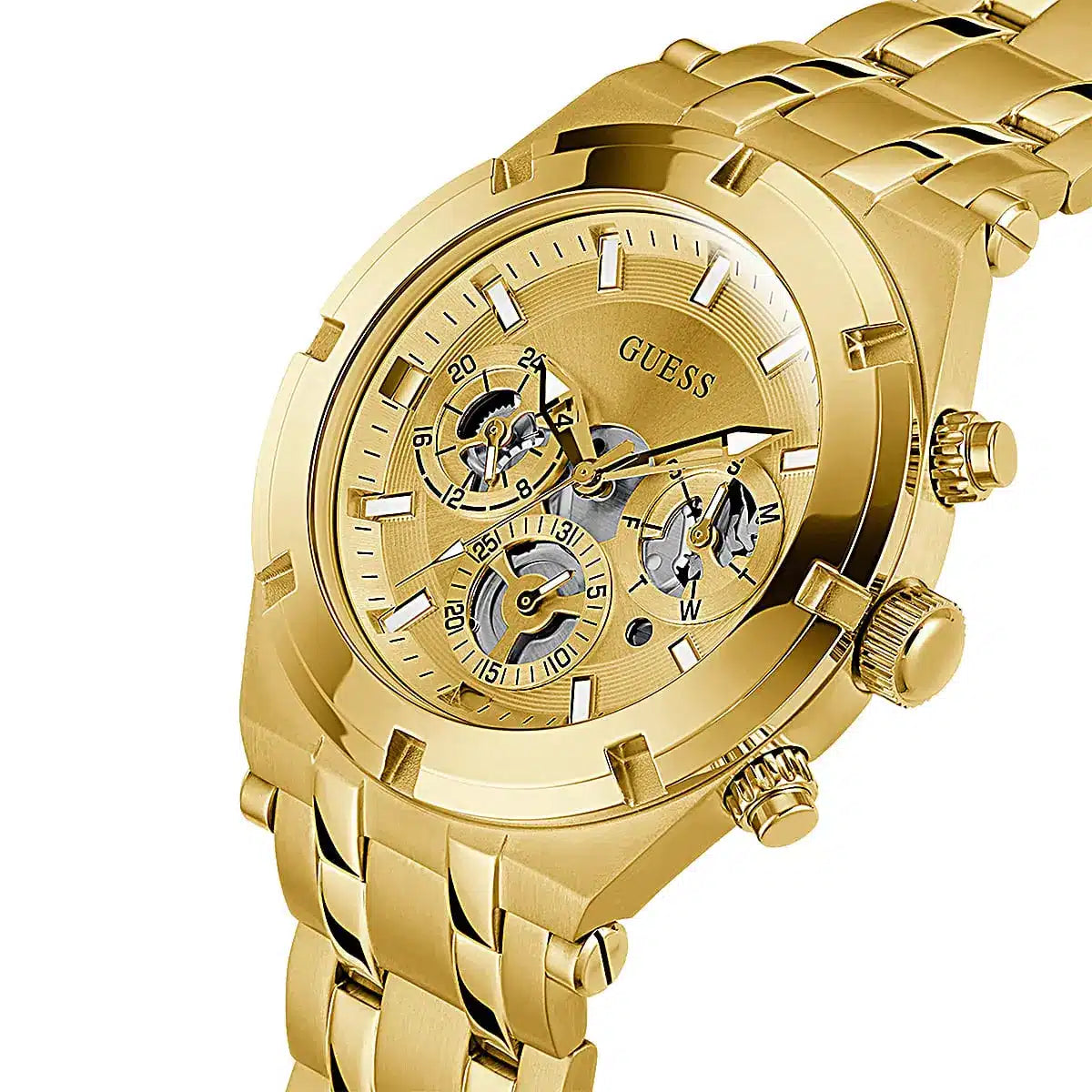 Guess Continental Champagne Round Dial Multi-function Men Watch - GW0260G4