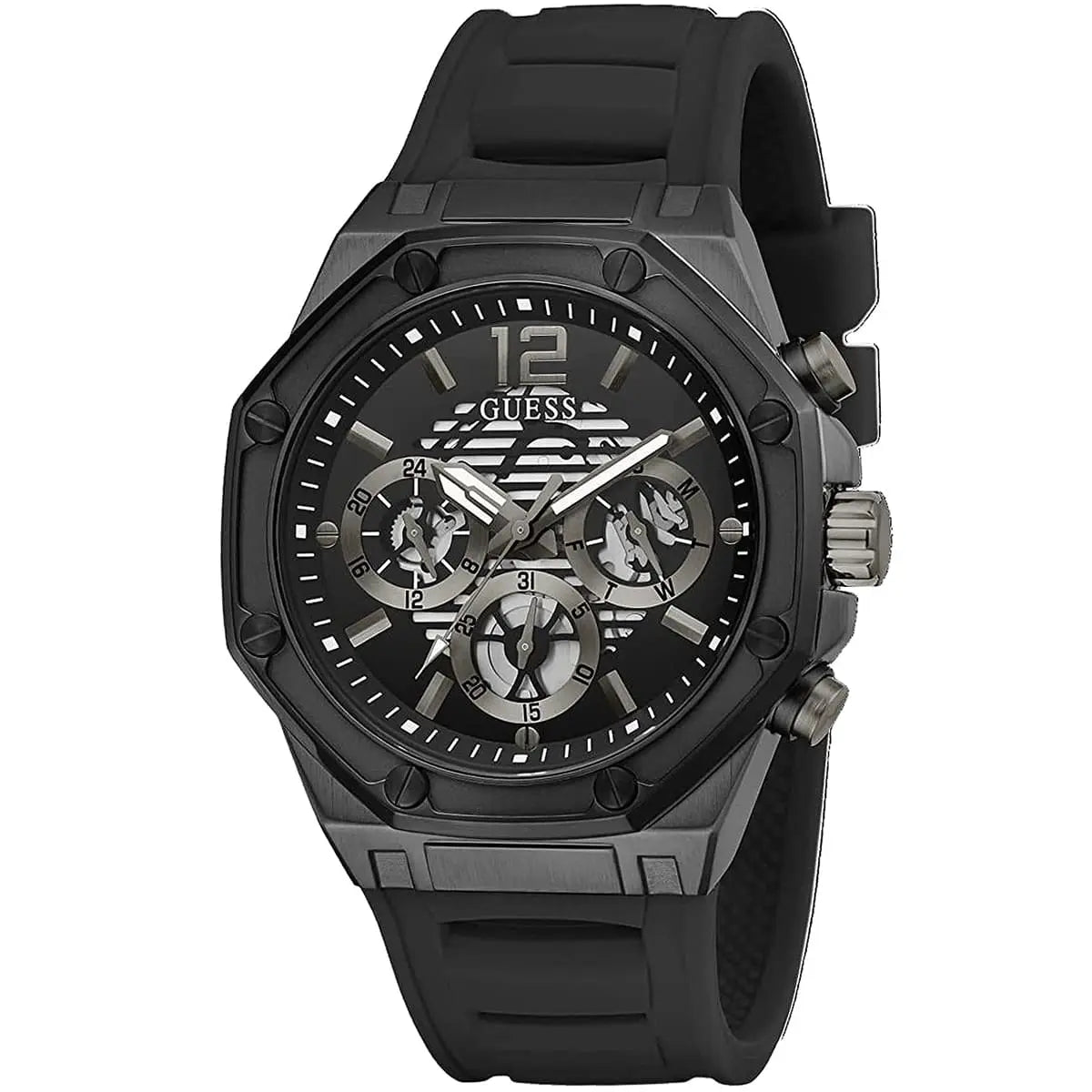 Guess Black Multifunction Steel Case Silicone Strap Men's Watch - GW0263G4