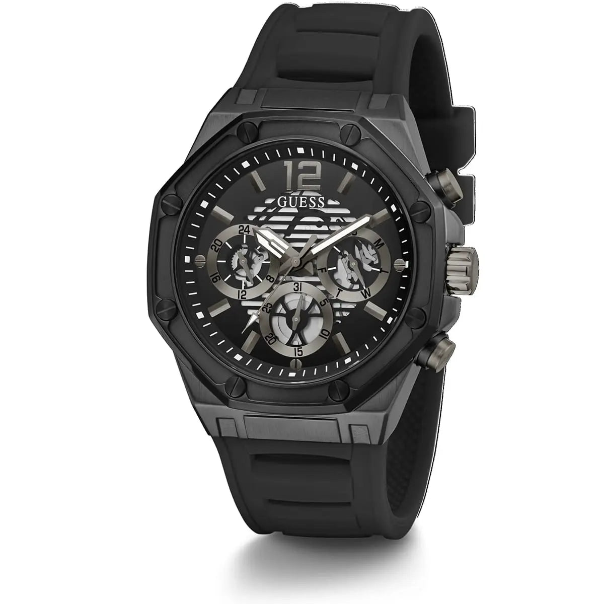 Guess Black Multifunction Steel Case Silicone Strap Men's Watch - GW0263G4