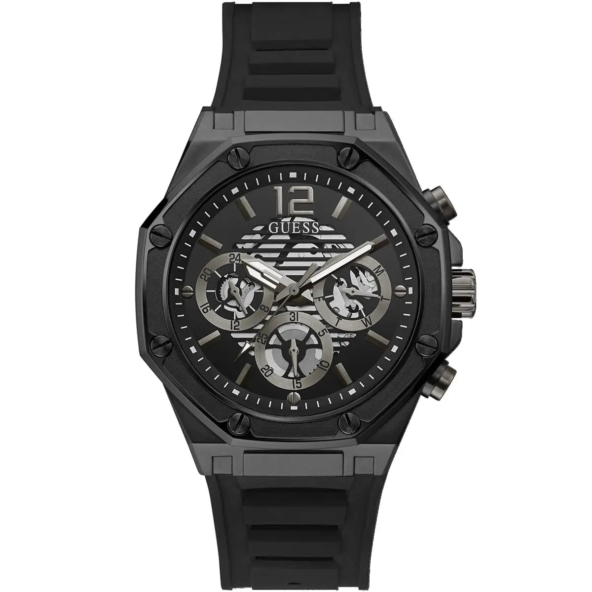Guess Black Multifunction Steel Case Silicone Strap Men's Watch - GW0263G4