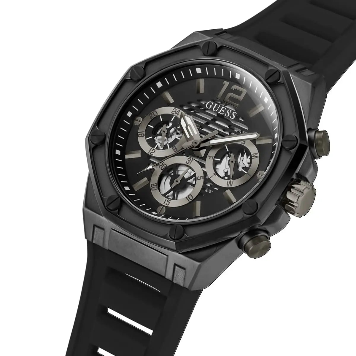 Guess Black Multifunction Steel Case Silicone Strap Men's Watch - GW0263G4