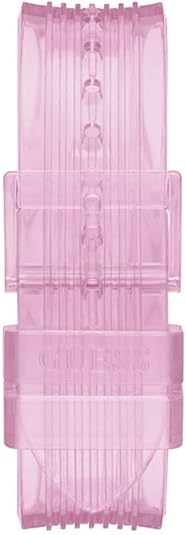 Pink ribbed silicone strap detail of Guess GW0438L2 eco-friendly watch