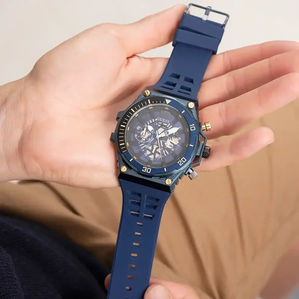 GUESS Blue Exposed Dial Multifunction Men's Watch - GW0443G1