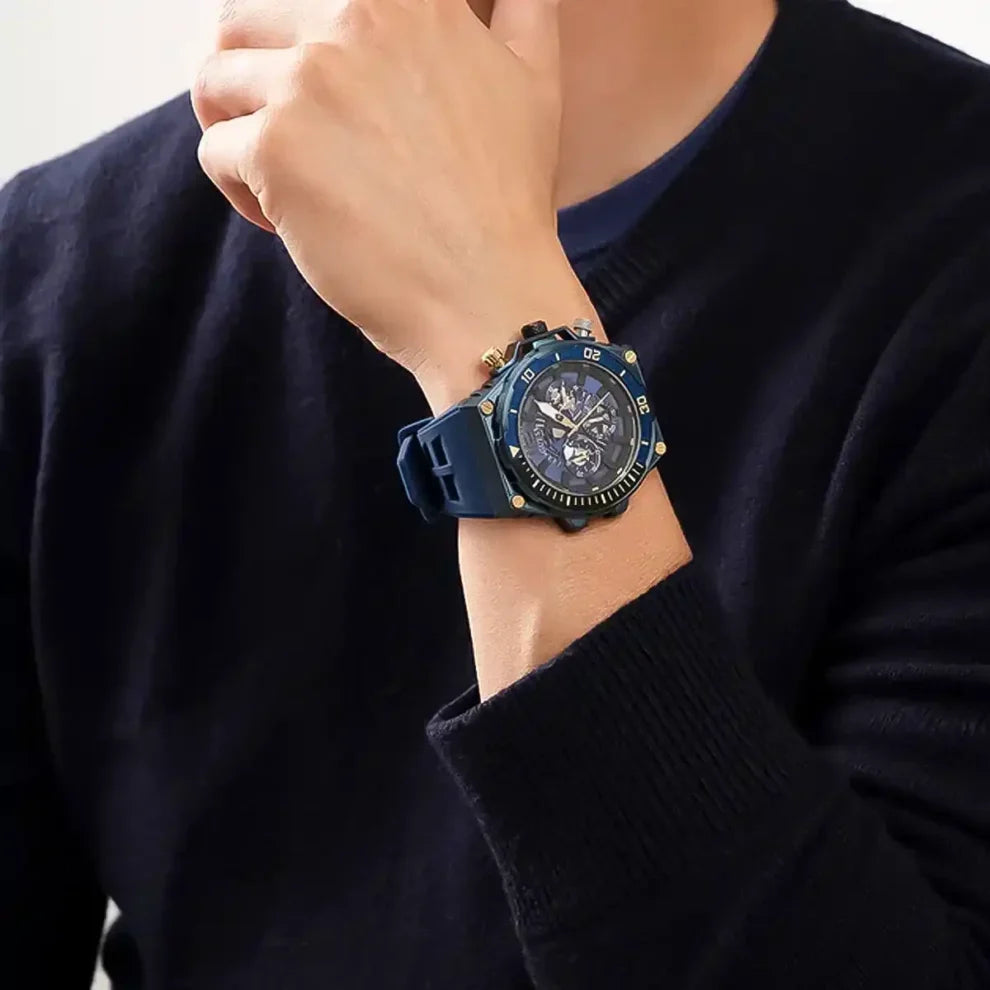 GUESS Blue Exposed Dial Multifunction Men's Watch - GW0443G1