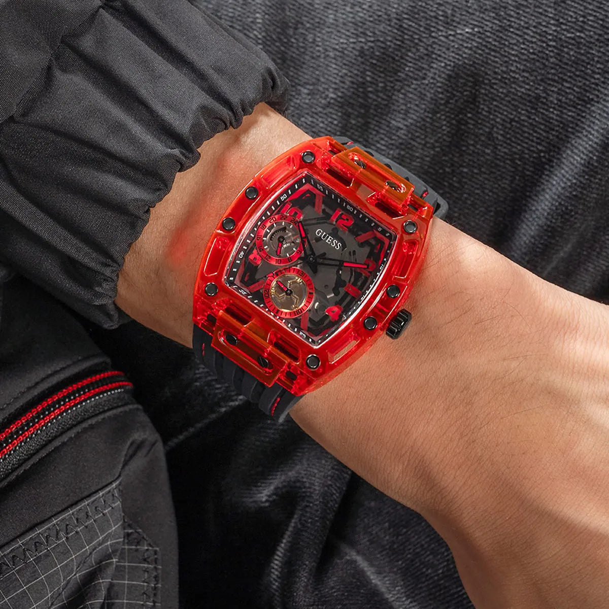 GUESS Black & Red Multi-function Mens Watch - GW0499G4