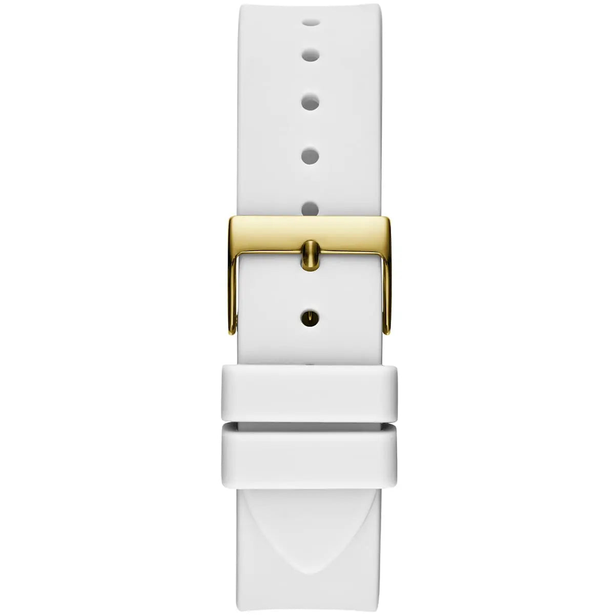 GUESS GW0536L2 white rubber strap with gold-tone buckle and adjustment holes