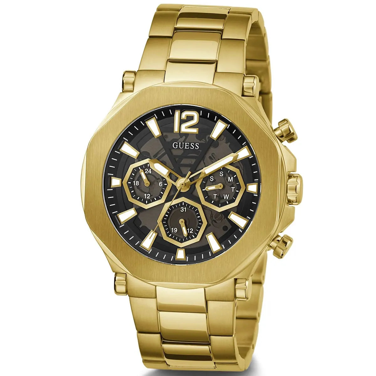 Guess Black Dial Gold Tone Stainless Men's Watch - GW0539G2