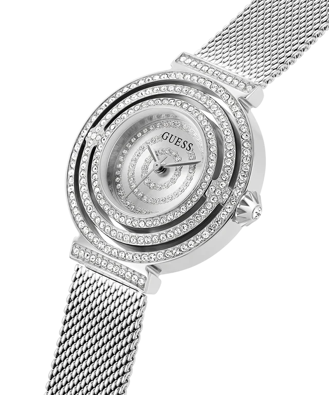 GUESS Dream Silver Crystal Dial Steel Mesh Strap Women's Watch - GW0550L1
