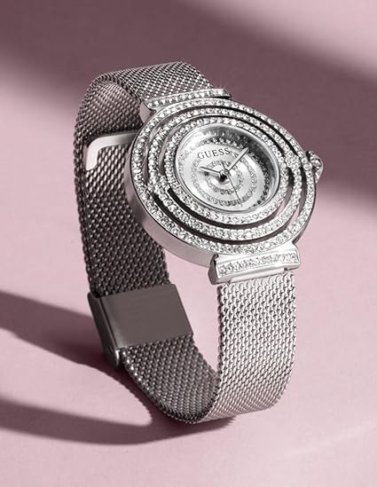 GUESS Dream Silver Crystal Dial Steel Mesh Strap Women's Watch - GW0550L1