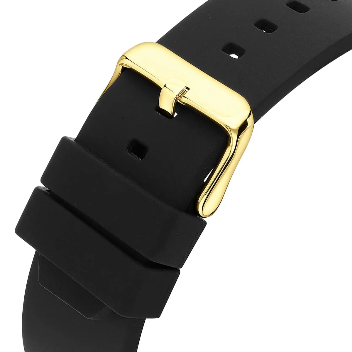 Guess GW0569G2 rubber strap buckle detail with gold-tone hardware
