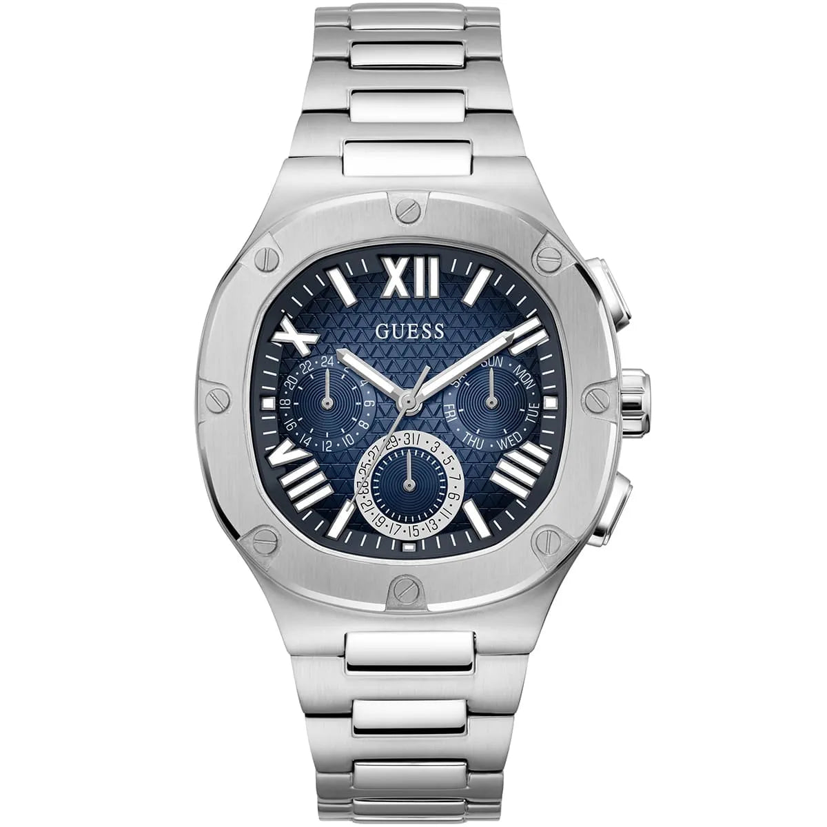 Guess Headliner Multifunction Blue Dial Silver Steel Strap Men Watch - GW0572G1