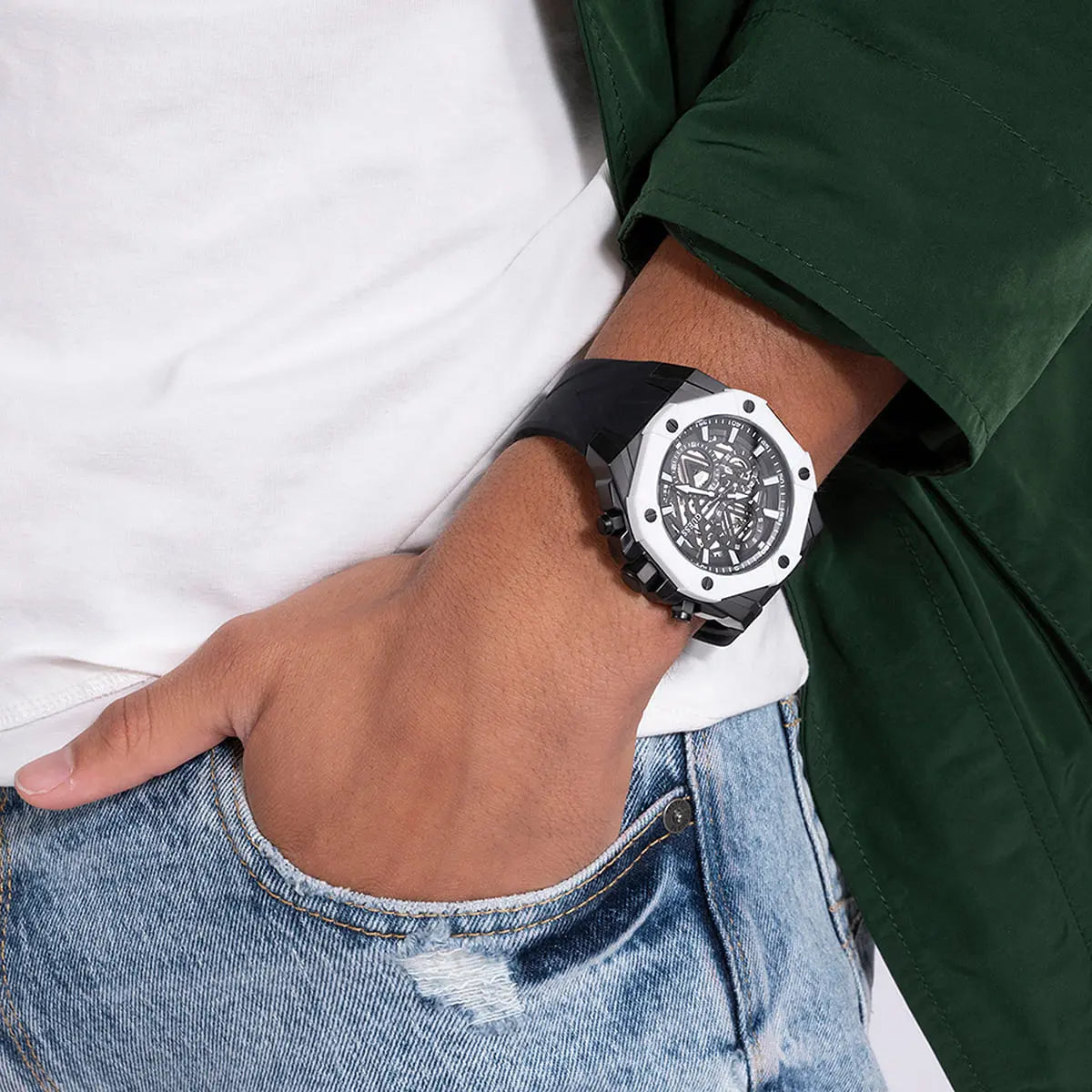 Guess 44mm Black Silicone Strap Men's Watch - GW0579G1