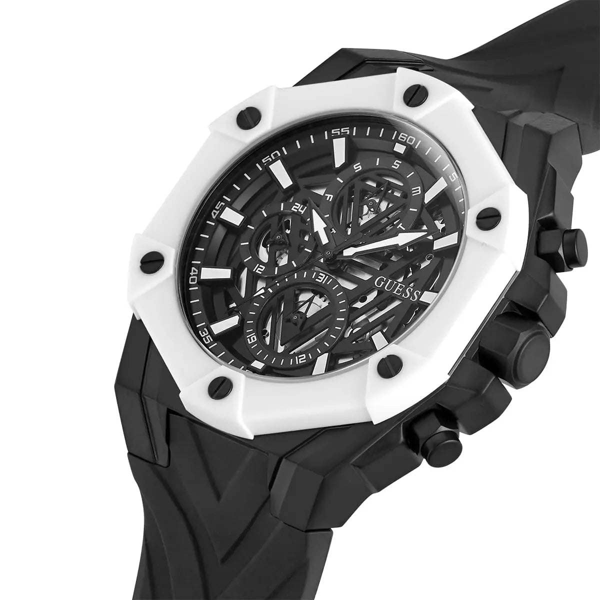 Guess 44mm Black Silicone Strap Men's Watch - GW0579G1