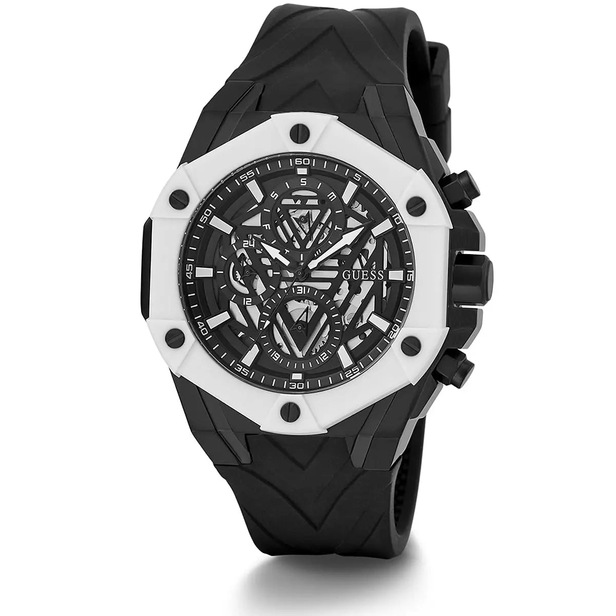 Guess 44mm Black Silicone Strap Men's Watch - GW0579G1