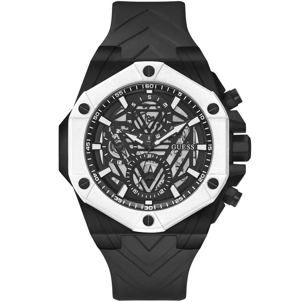Guess 44mm Black Silicone Strap Men's Watch - GW0579G1