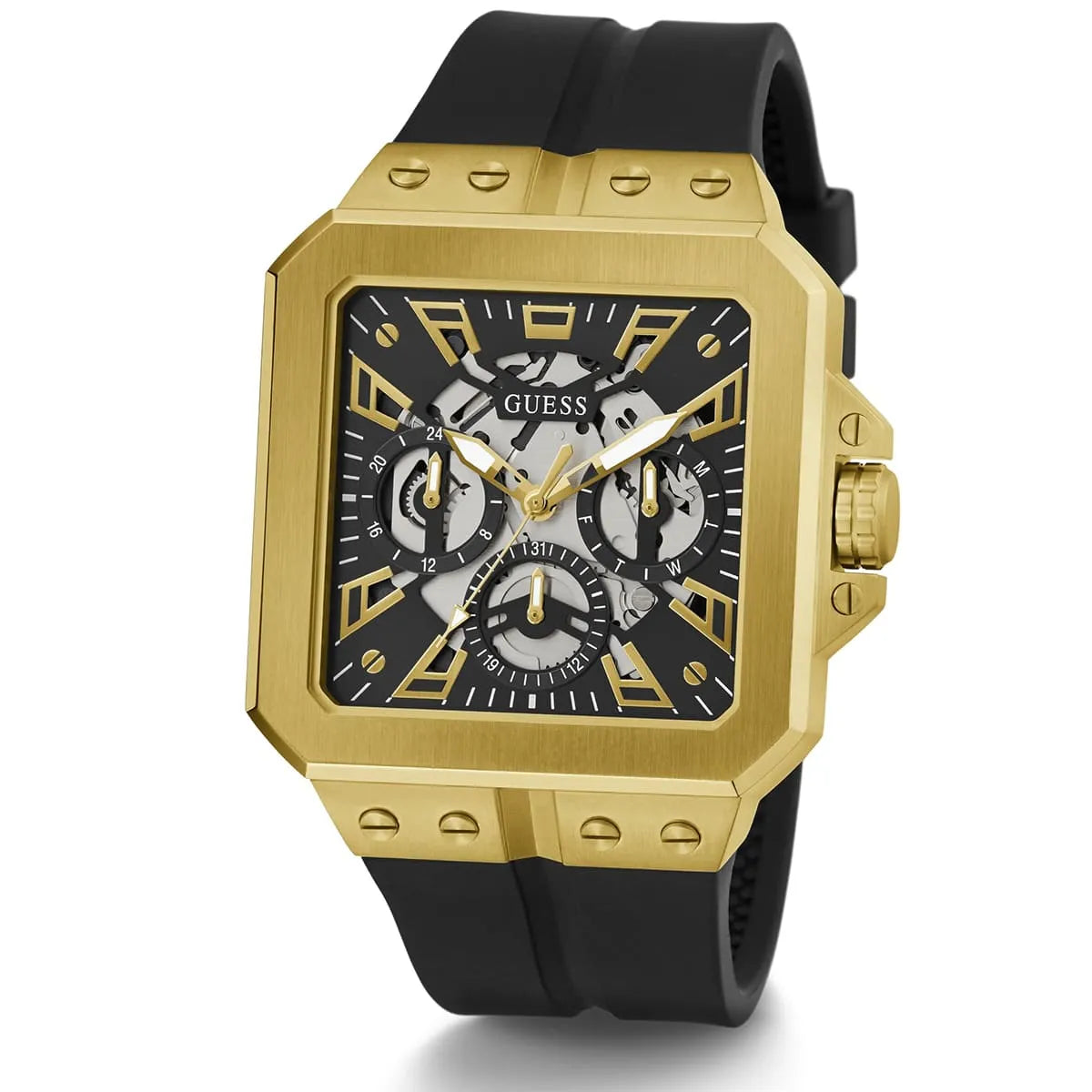 GUESS Black Gold Tone Multi-function Mens Watch - GW0637G2