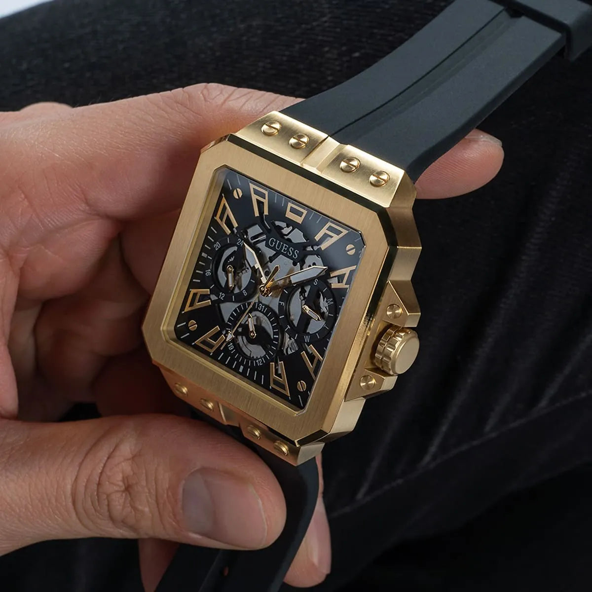 GUESS Black Gold Tone Multi-function Mens Watch - GW0637G2
