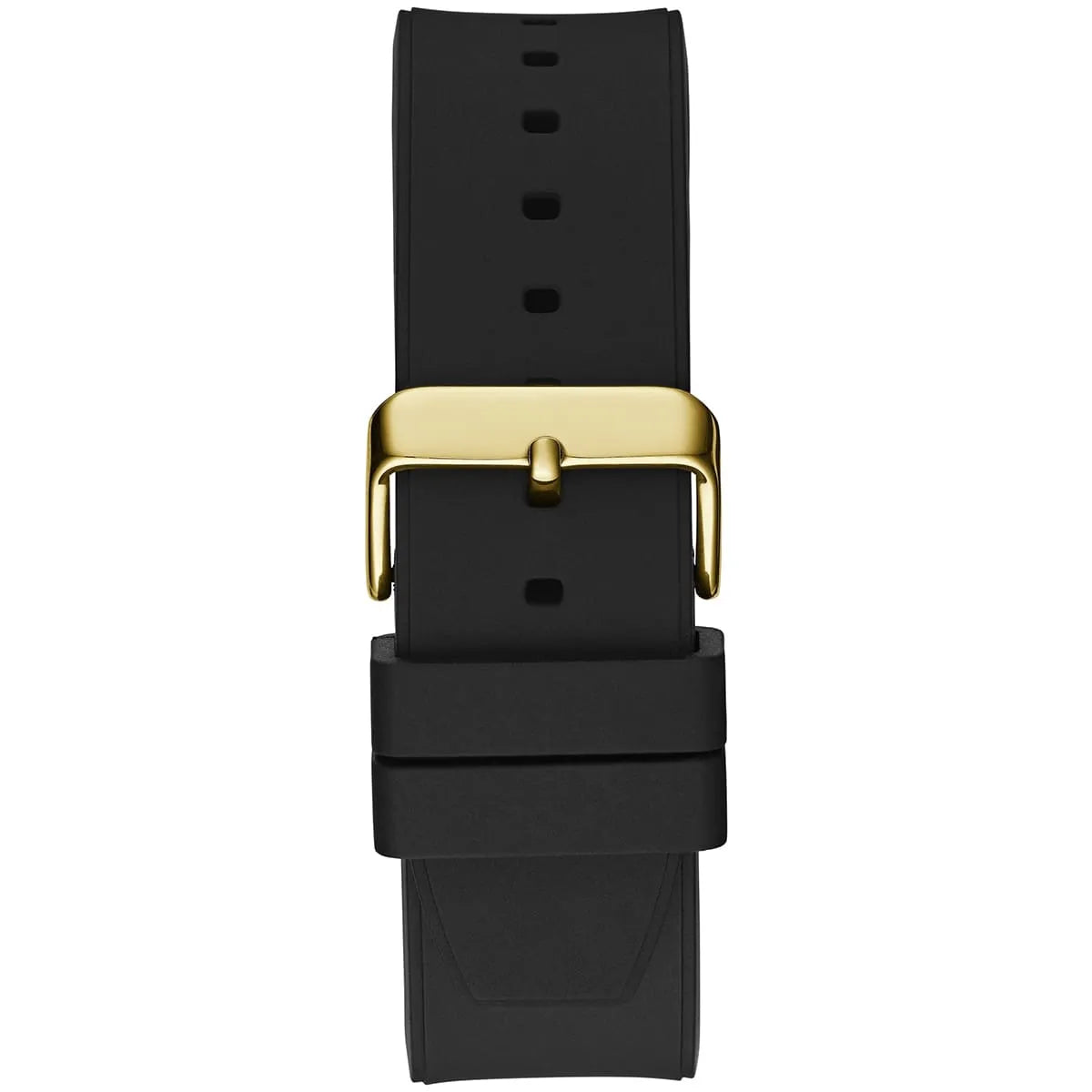 Guess GW0641G2 black rubber strap with gold buckle and crystal-set details