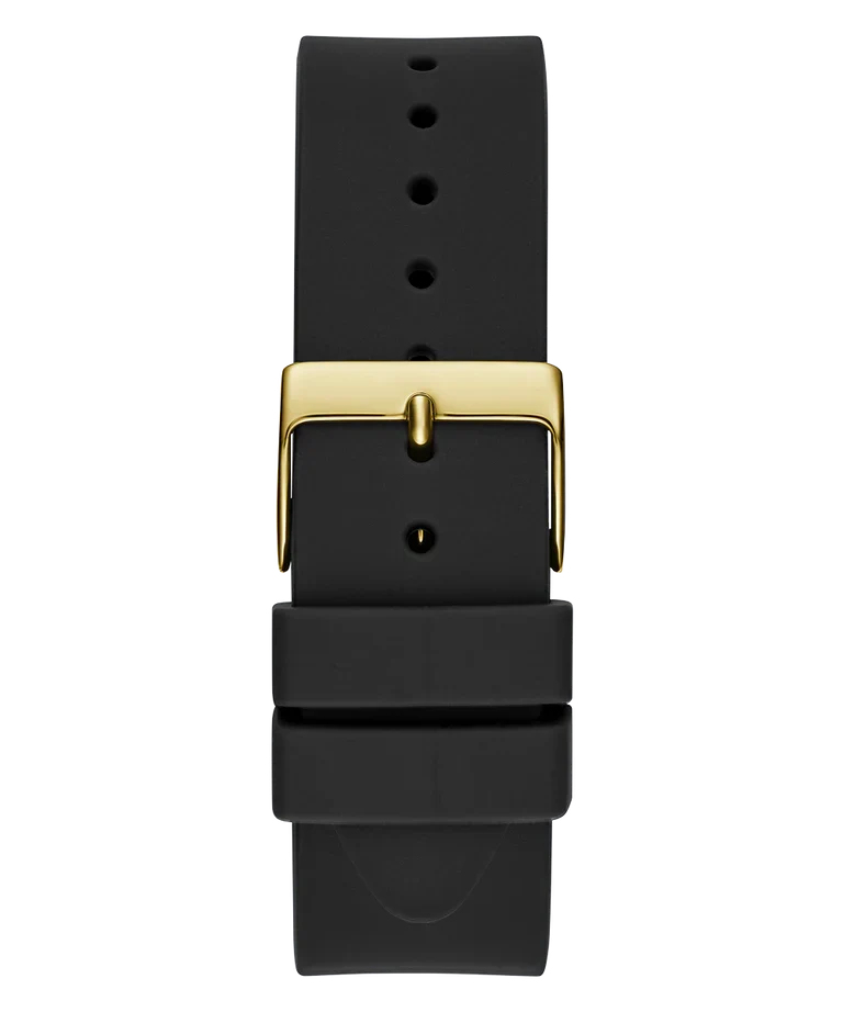 Guess Cubed GW0665L1 black leather strap with gold-tone buckle and adjustment holes