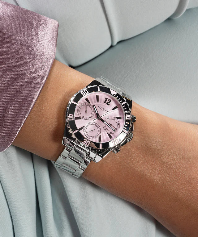 GUESS Silver Tone Multi-function Ladies Watch - GW0696L1