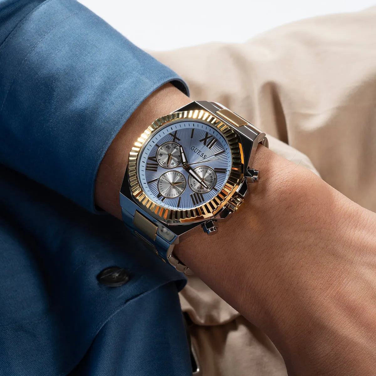 GUESS Equity 2-Tone Multi-function Mens Watch - GW0703G3