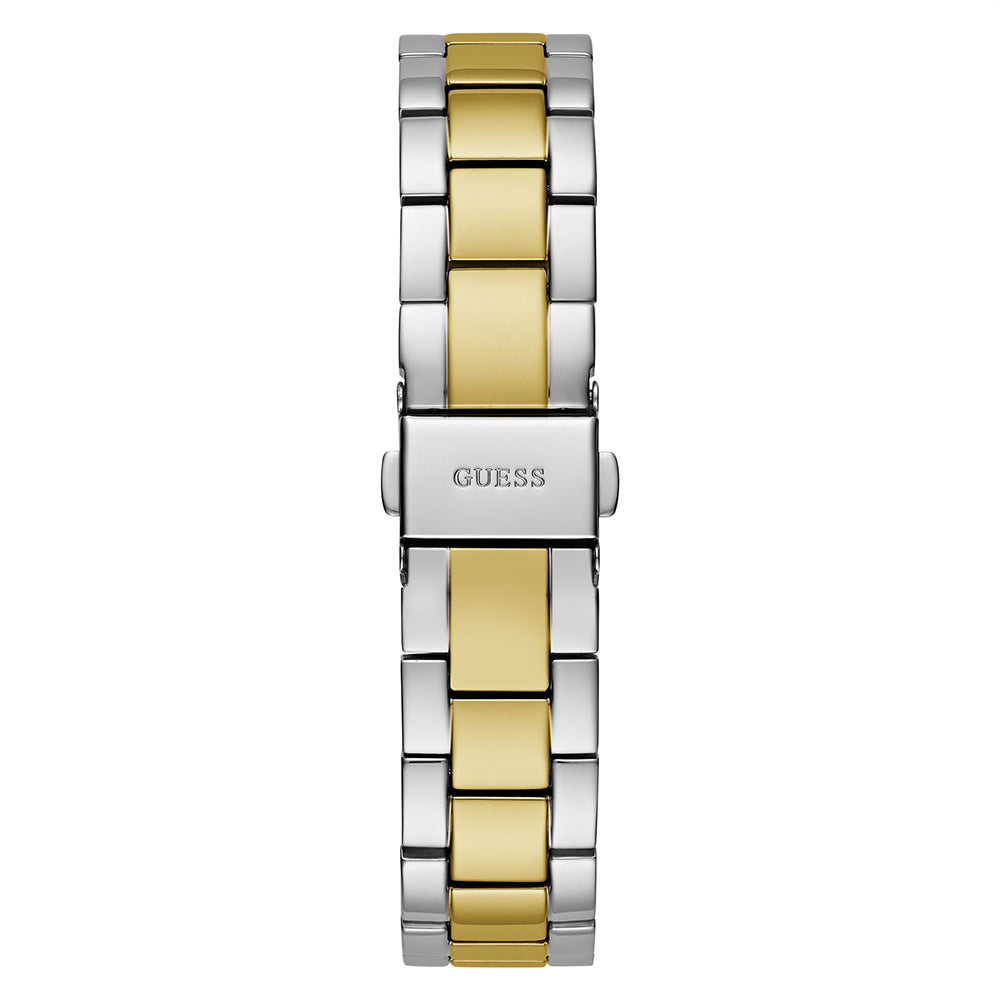 Two-tone gold and silver steel bracelet with Guess logo clasp