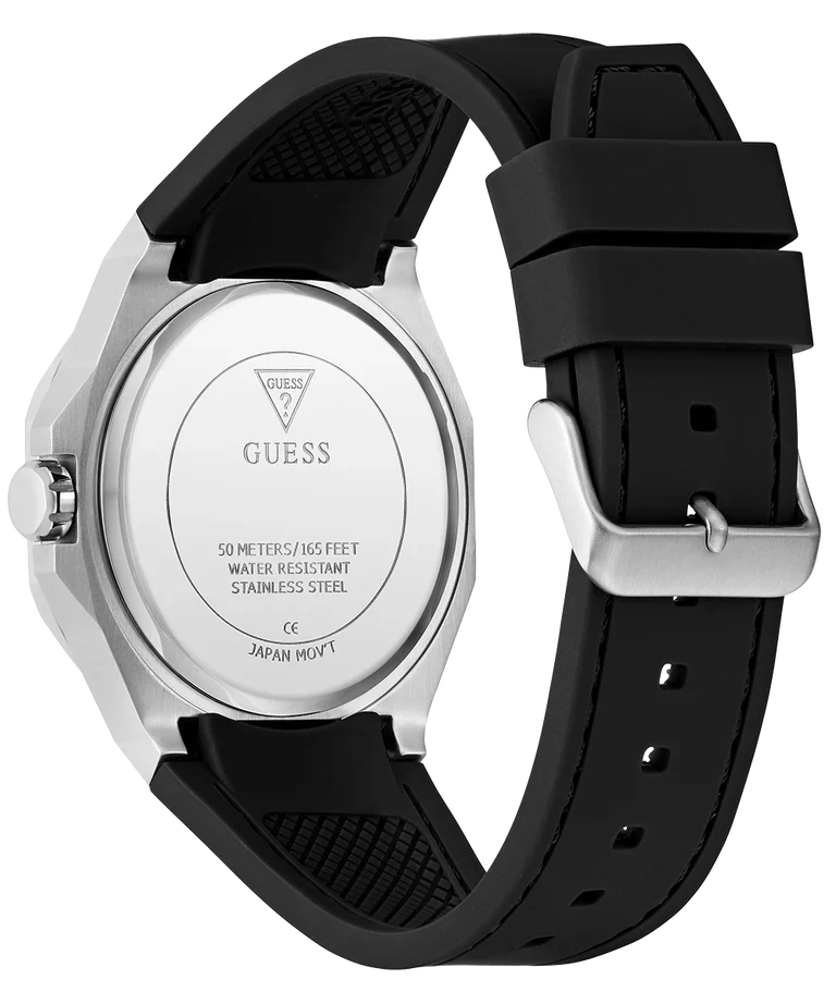 GUESS Black Silver Tone Analog Mens Watch - GW0850G1