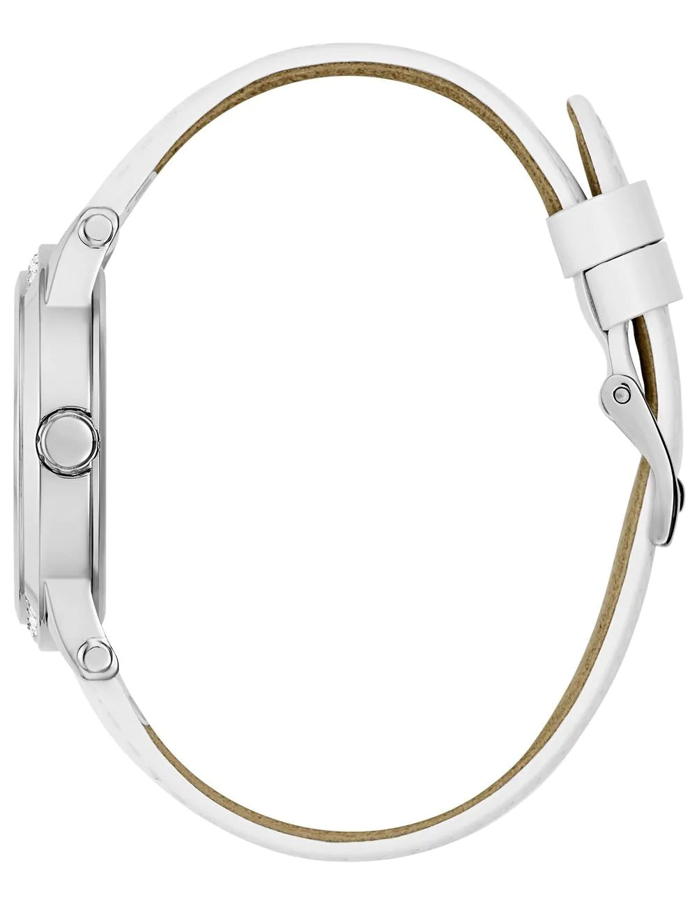 GUESS Ladies White Silver Tone Analog Watch - GW0860L3