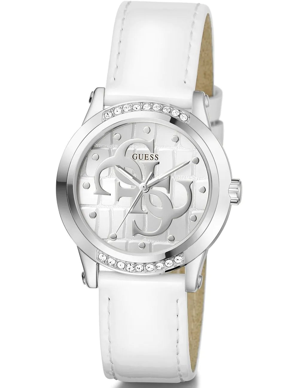 GUESS Ladies White Silver Tone Analog Watch - GW0860L3